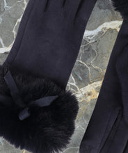 Elodie Faux Fur Cuff Gloves – Navy