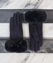 Elodie Faux Fur Cuff Gloves – Navy