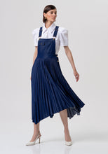 Denim Pleated Pinafore Dress