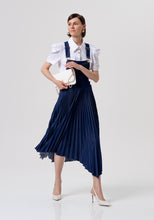 Denim Pleated Pinafore Dress