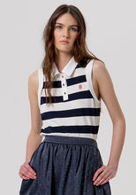 Striped Sleeveless Polo Top