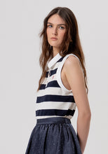 Striped Sleeveless Polo Top