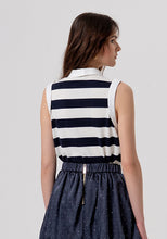Striped Sleeveless Polo Top