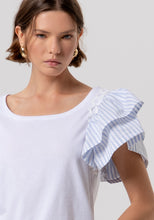 Ruffle Sleeve Stripe-Detail Top