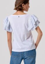 Ruffle Sleeve Stripe-Detail Top