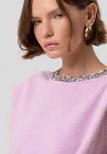 Sleeveless Top with Crystal Neckline