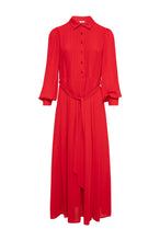 Pleated Belted Maxi Shirt Dress
