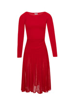 Red Pleated Midi Dress