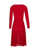 Red Pleated Midi Dress