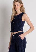 Navy Wide-Leg Corduroy Trousers