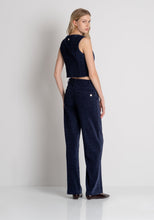 Navy Wide-Leg Corduroy Trousers