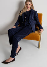 Navy Wide-Leg Corduroy Trousers