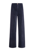 Navy Wide-Leg Corduroy Trousers