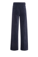Navy Wide-Leg Corduroy Trousers