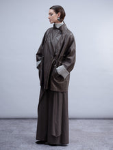 Chocolate Faux Leather Drawstring Coat