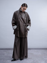 Chocolate Faux Leather Drawstring Coat