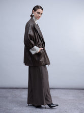 Chocolate Faux Leather Drawstring Coat