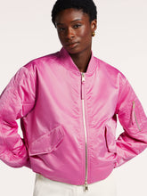 Satin Bomber Jacket - Cerise