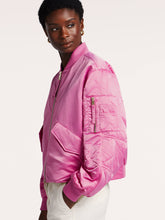 Satin Bomber Jacket - Cerise