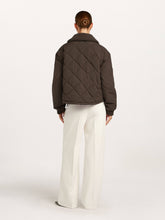 Chocolate Brown Quilted Borg Collar Jacket