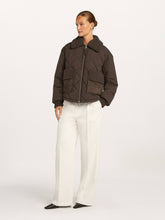 Chocolate Brown Quilted Borg Collar Jacket
