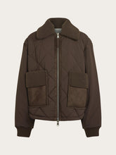 Chocolate Brown Quilted Borg Collar Jacket
