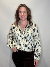 Ivory Abstract Print Satin Blouse