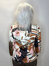 Abstract Floral Tie-Neck Blouse