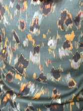 Forest Green Abstract Print Ruffle Blouse