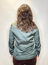 Sage Satin Ruffle Blouse