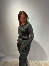 Zip-Up Jacket with Textured Sleeves - Slate