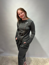 Zip-Up Jacket with Textured Sleeves - Slate