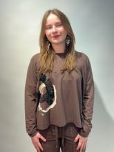 Printed Long Sleeve Top – Brown