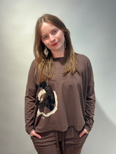 Printed Long Sleeve Top – Brown