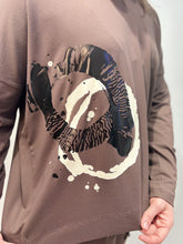 Printed Long Sleeve Top – Brown