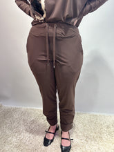 Tapered Trousers with Drawstring Waist - Cocoa