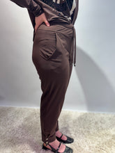 Tapered Trousers with Drawstring Waist - Cocoa