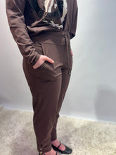 Tapered Trousers with Drawstring Waist - Cocoa