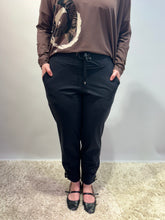 Tapered Trousers with Drawstring Waist - Black