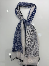 Paisley Print Scarf - Black & Blue