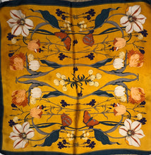 Floral Print Scarf - Mustard & Navy