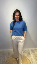 Blue Short-Sleeve Knit Jumper