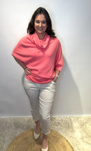 Asymmetric Cowl Neck Jumper – Coral