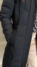 Longline Black Puffer Coat with Faux Fur Hood