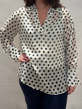 Cream Blouse with Navy Polka Dot Print