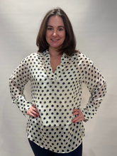 Cream Blouse with Navy Polka Dot Print