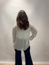 Cream Blouse with Navy Polka Dot Print
