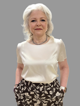 Ivory Satin Short Sleeve Top