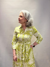 Green Leaf Print Belted Maxi Dress