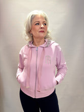 Pink Zip-Up Hoodie with Crystal Details